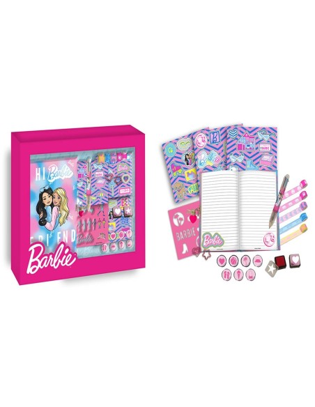 Set Agenda con timbrini, penna 6 colori - Barbie