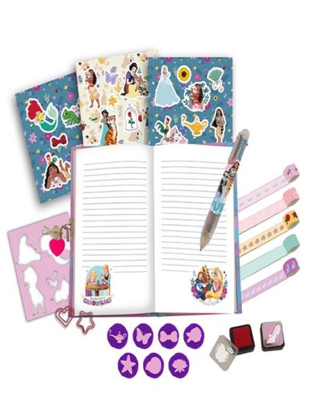 Set Agenda con timbrini, penna 6 colori - Principesse