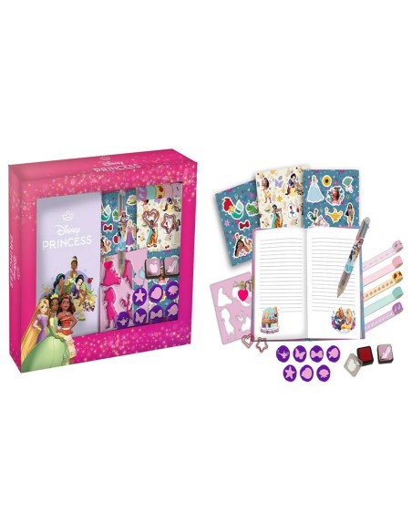 Set Agenda con timbrini, penna 6 colori - Principesse