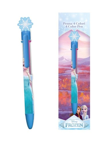 Penna 4 colori con topper in gomma 3D - Frozen