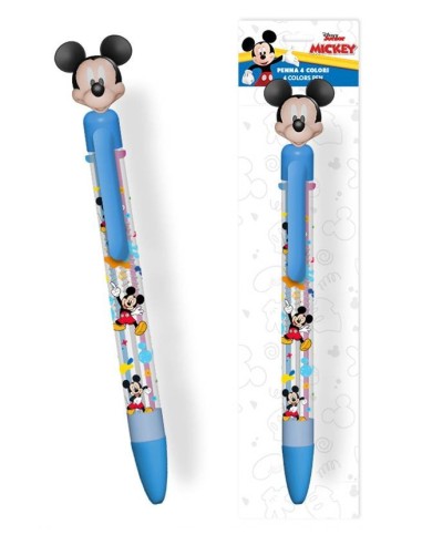 Penna 4 colori con topper in gomma 3D - Michey Topolino