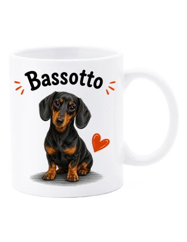 Tazza mug ceramica in scatola "Cat&Dog" - Bassotto