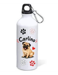 Borraccia alluminio 500 ML con moschettone "Cat&Dog" - Carlino