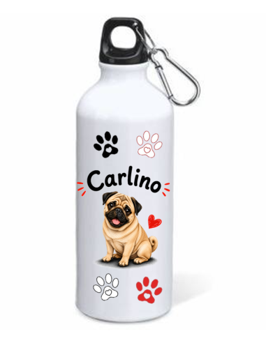 Borraccia alluminio 500 ML con moschettone "Cat&Dog" - Carlino