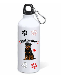 Borraccia alluminio 500 ML con moschettone "Cat&Dog" - Rottweiler