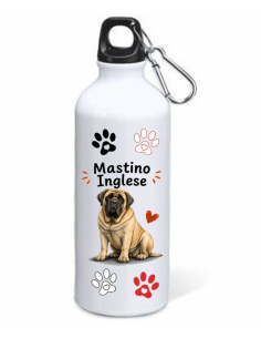 Borraccia alluminio 500 ML con moschettone "Cat&Dog" - Mastino Inglese