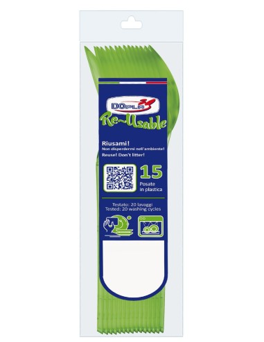 Cucchiaio compact trasparente riutilizzabile - Confezione 15 pezzi - Verde