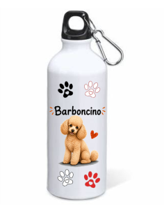 Borraccia alluminio 500 ML con moschettone "Cat&Dog" - Barboncino