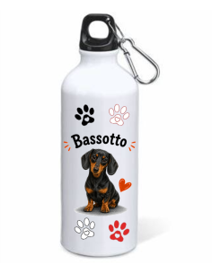 Borraccia alluminio 500 ML con moschettone "Cat&Dog" - Bassotto