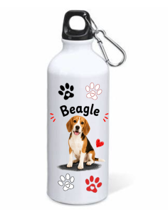 Borraccia alluminio 500 ML con moschettone "Cat&Dog" - Beagle