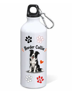Borraccia alluminio 500 ML con moschettone "Cat&Dog" - Border Collie