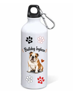 Borraccia alluminio 500 ML con moschettone "Cat&Dog" - Bulldog Inglese