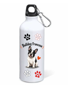 Borraccia alluminio 500 ML con moschettone "Cat&Dog" - Bulldog Francese