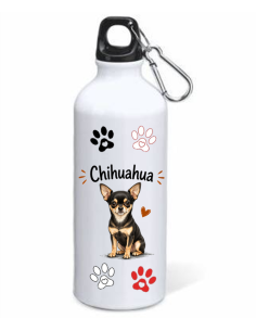 Borraccia alluminio 500 ML con moschettone "Cat&Dog" - Chihuahua