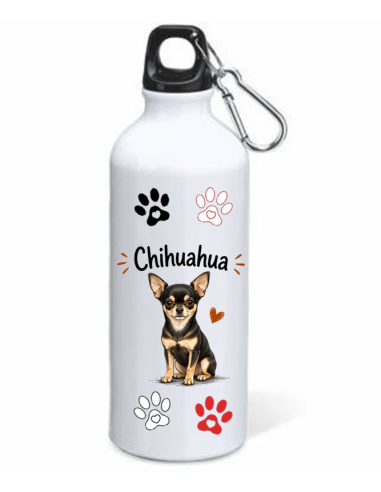 Borraccia alluminio 500 ML con moschettone "Cat&Dog" - Chihuahua