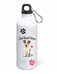 Borraccia alluminio 500 ML con moschettone "Cat&Dog" - Jack Russell Terrier