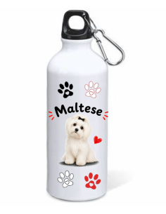 Borraccia alluminio 500 ML con moschettone "Cat&Dog" - Maltese