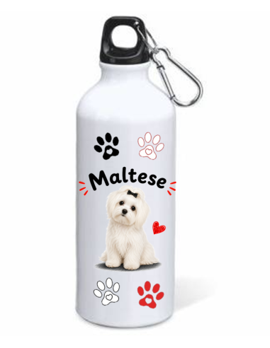 Borraccia alluminio 500 ML con moschettone "Cat&Dog" - Maltese