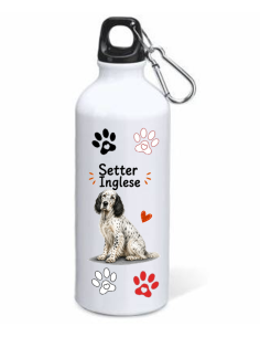 Borraccia alluminio 500 ML con moschettone "Cat&Dog" - Setter Inglese