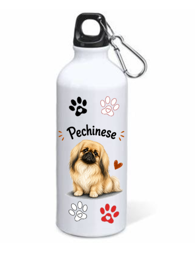 Borraccia alluminio 500 ML con moschettone "Cat&Dog" - Pechinese