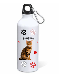 Borraccia alluminio 500 ML con moschettone "Cat&Dog" - Bengala