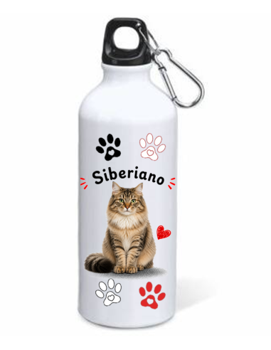 Borraccia alluminio 500 ML con moschettone "Cat&Dog" - Siberiano