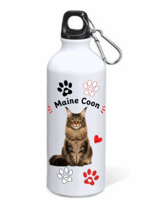 Borraccia alluminio 500 ML con moschettone "Cat&Dog" - Maine Coon