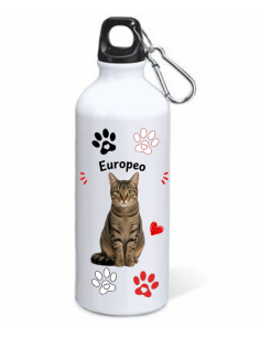 Borraccia alluminio 500 ML con moschettone "Cat&Dog" - Europeo
