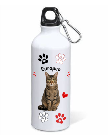 Borraccia alluminio 500 ML con moschettone "Cat&Dog" - Europeo