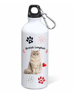 Borraccia alluminio 500 ML con moschettone "Cat&Dog" - British Longhair