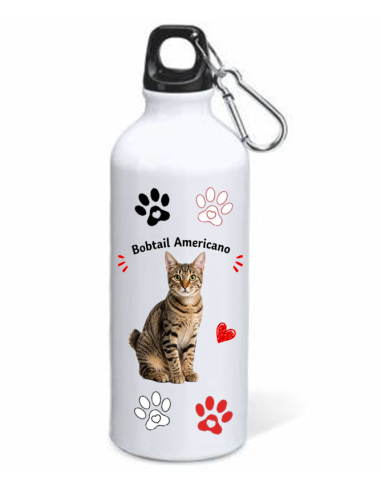 Borraccia alluminio 500 ML con moschettone "Cat&Dog" - Bobtail Americano