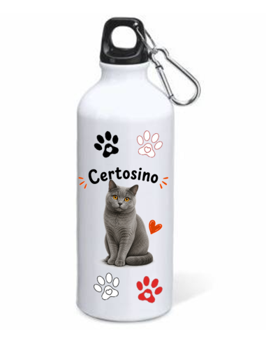 Borraccia alluminio 500 ML con moschettone "Cat&Dog" - Certosino