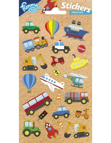 Stickers in foglio Cm. 20x10 - Mezzi di trasporto
