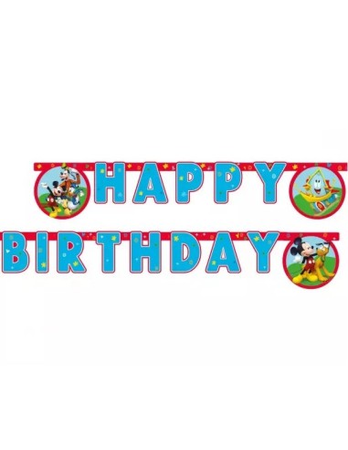 Festone banner scritta Happy birthday Cm. 200 - Topolino Mickey Mouse