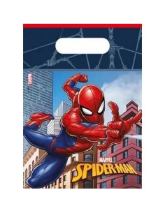 Busta party plastica Cm. 23x16 - Blister 6 pezzi - Spiderman Web