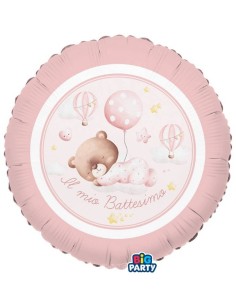 Palloncino mylar 18" Cm. 45 - Battesimo Baby Bear rosa