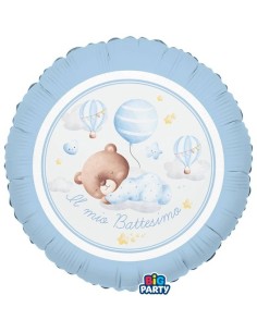 Palloncino mylar 18" Cm. 45 - Battesimo Baby Bear celeste