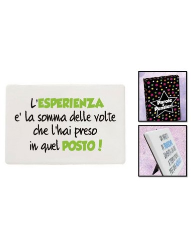 Mattonella ceramica umoristica con piedistallo Cm. 15x10 - L'esperienza..