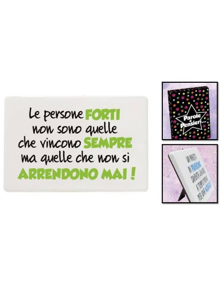 Mattonella ceramica umoristica con piedistallo Cm. 15x10 - Le persone forti..