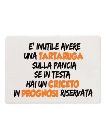Mattonella ceramica umoristica con piedistallo Cm. 15x10 - E' inutile avere una tartaruga sulla pancia..