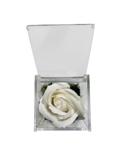 Rosa di sapone in scatolina plex Cm. 6x6x6 - Nonno - Bianca 2