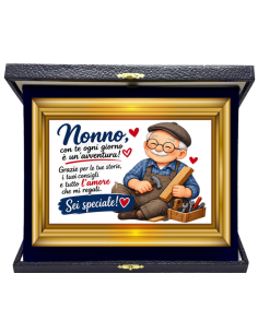 Targa con cofanetto rettangolare Cm. 21x17 - Nonno con te ogni giorno è un'avventura!