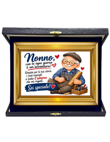 Targa con cofanetto rettangolare Cm. 21x17 - Nonno con te ogni giorno è un'avventura!