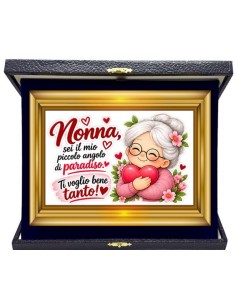 Targa con cofanetto rettangolare Cm. 21x17 - Nonna sei il mio piccolo angolo di paradiso