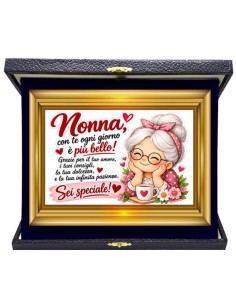 Targa con cofanetto rettangolare Cm. 21x17 - Nonna con te ogni giorno è più bello!