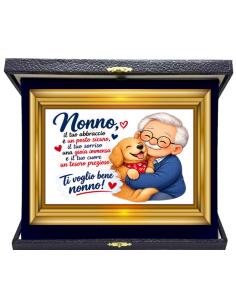 Targa con cofanetto rettangolare Cm. 21x17 - Nonno il tuo abbraccio è un posto sicuro...