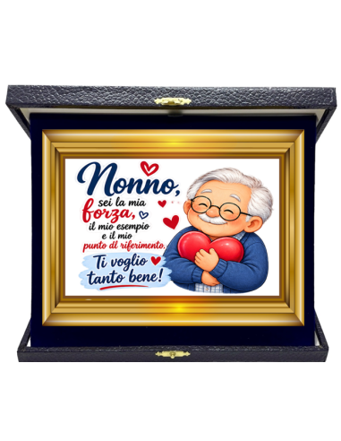 Targa con cofanetto Cm. 21x17 - Nonno sei la mia forza, il mio esempio e il mio punto di riferimento