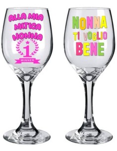 Calice vino in vetro in scatola regalo - Nonna - Modelli assortiti