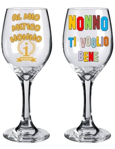Calice vino in vetro in scatola regalo - Nonno - Modelli assortiti