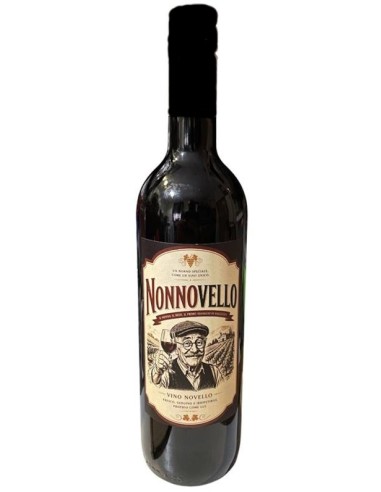 Bottiglia vino rosso 75 ML. in scatola regalo "Nonnovello"